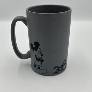 WALT DISNEY‎ WORLD MUG Coffee 2018 Mickey Mouse Matte Steel Grey Cup Embossed